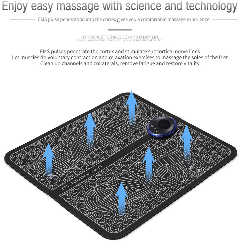 EMS Foot Massager Mat – Electric Foot Massage Pad with 6 Modes & 9 Intensity Levels