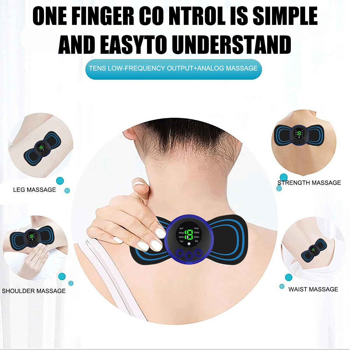 Portable EMS Mini Electric Massager Patch – Wireless Muscle Stimulator for Neck, Back & Full Body