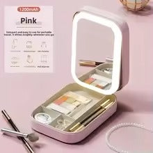 Portable Folding Makeup Mirror Jewellery Box – 3-Color LED Beauty Mirror & Jewelry Organizer