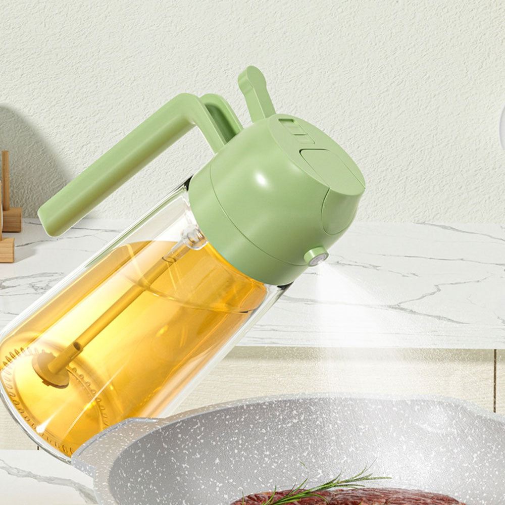 2-in-1 Oil Sprayer Bottle 470ml – Glass Cooking Oil Spray Bottle for Kitchen, Baking & BBQ, Random Color