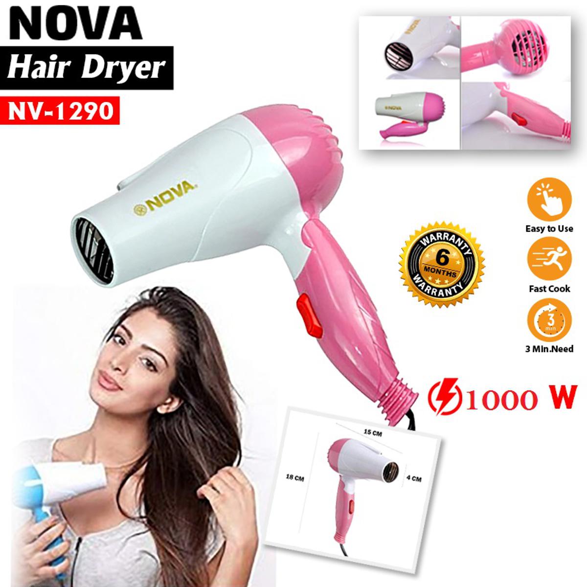 Nova Foldable Hair Dryer NV-1290 – 1000W Portable Hair Dryer for Daily Styling