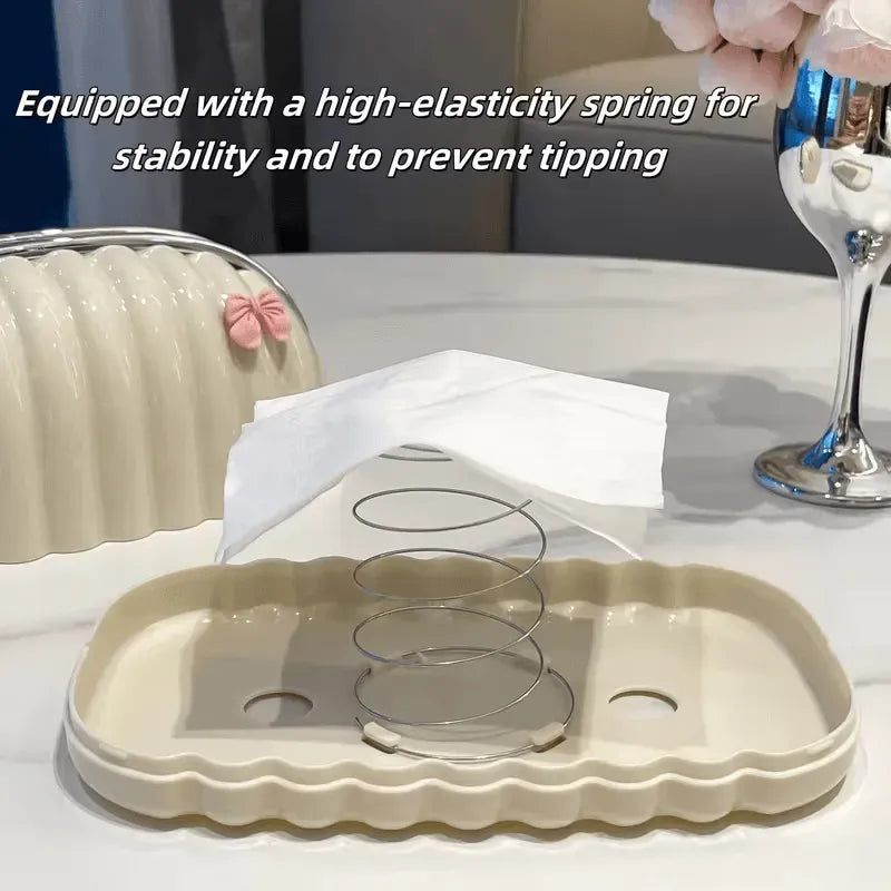 Luxury Shell Shape Tissue Box – Elegant Wave Pattern Tissue Holder for Home & Office Decor