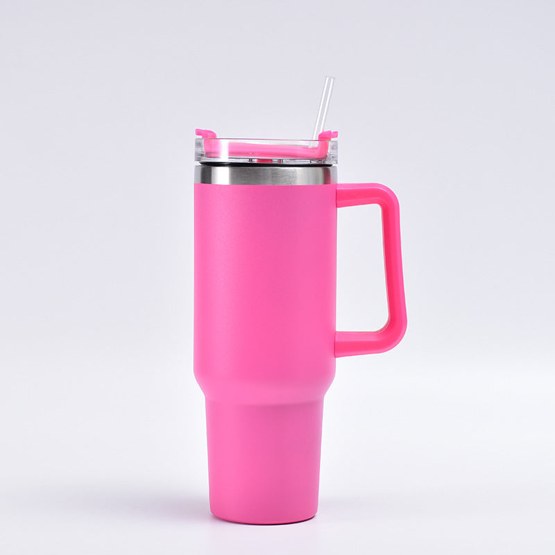 Premium 40oz Stainless Steel Tumbler – Insulated Hot & Cold Travel Cup with Ergonomic Handle, Random Color