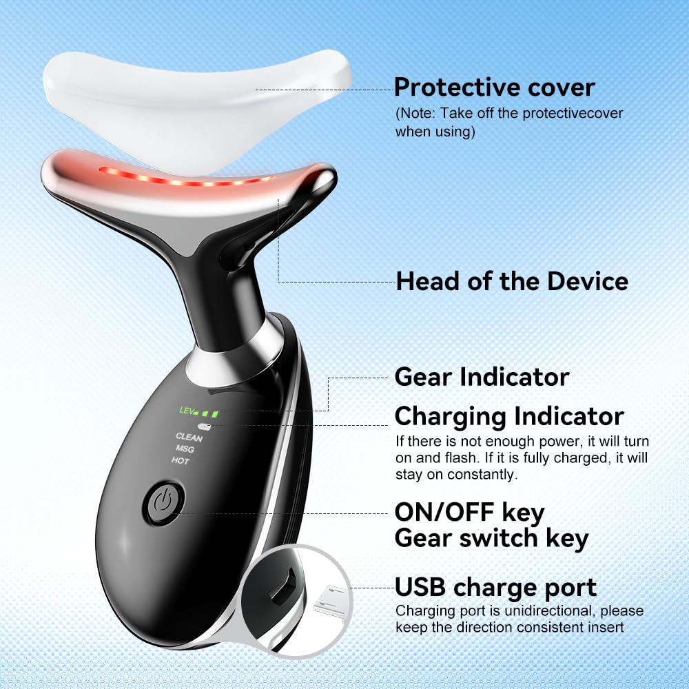 Rechargeable Electric Face Massager – 3-Mode EMS Facial Beauty Device with 45°C Warming