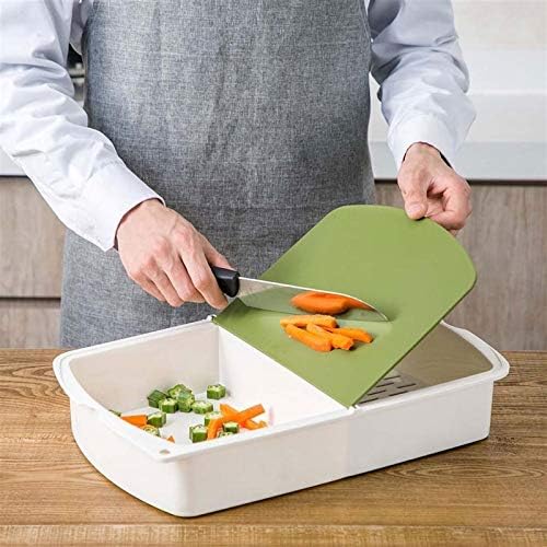 3-in-1 Kitchen Cutting Board – Plastic Chopping Board with Drain Basket & Storage Box