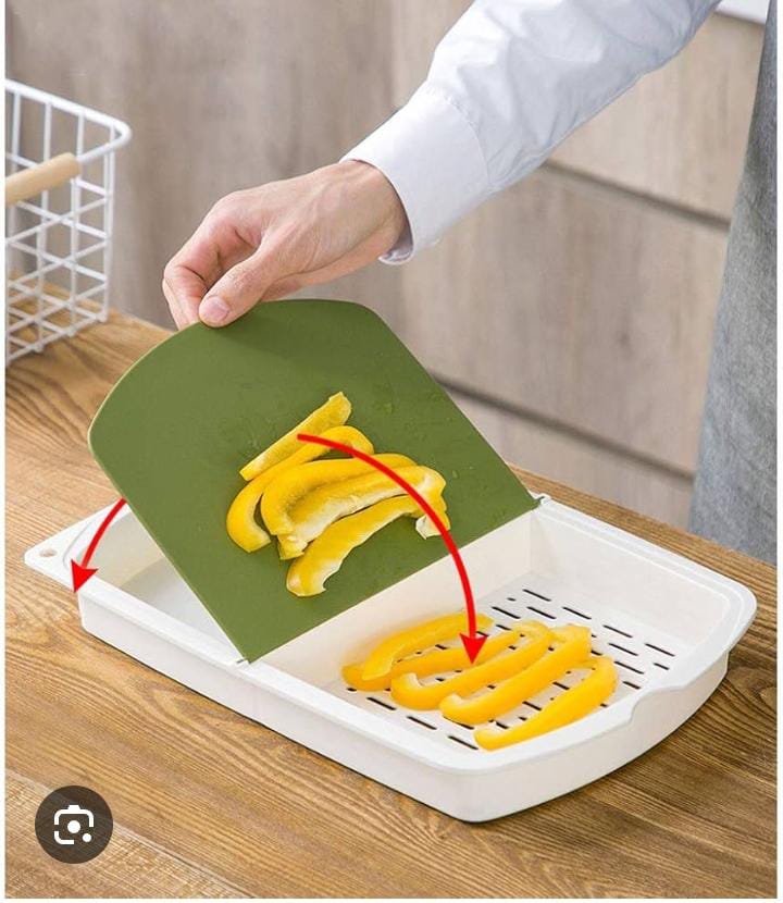3-in-1 Kitchen Cutting Board – Plastic Chopping Board with Drain Basket & Storage Box