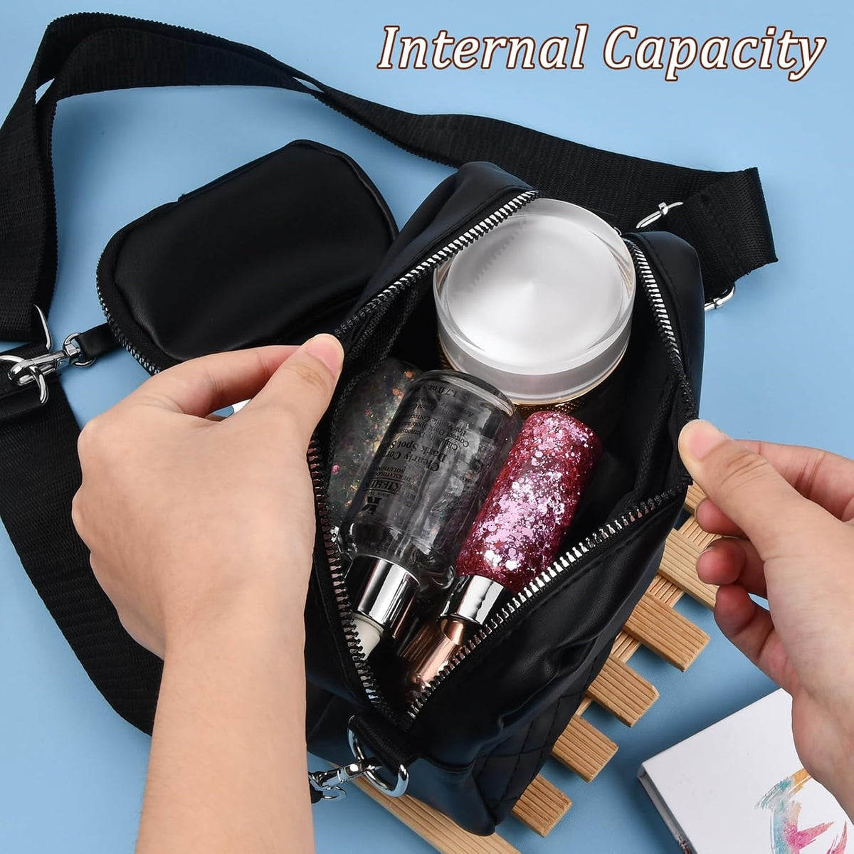 Girls Convertible Crossbody Bag – Stylish Black PU Leather Shoulder Handbag with Change Purse