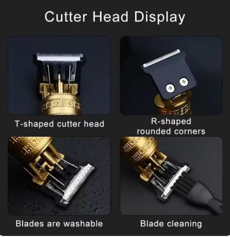 Vintage T9 Metal Body Hair Trimmer – USB Rechargeable Professional Beard & Hair Clipper