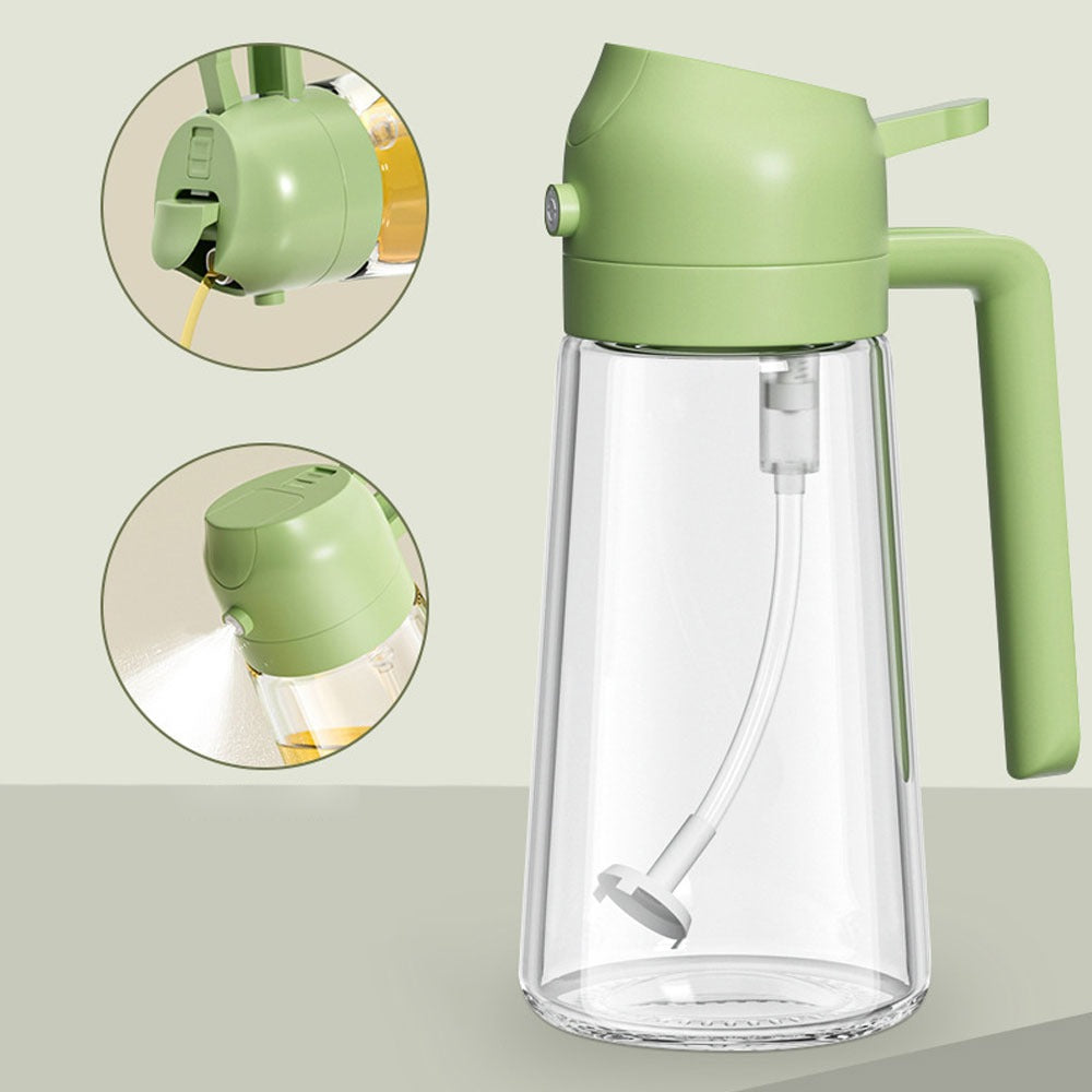 2-in-1 Oil Sprayer Bottle 470ml – Glass Cooking Oil Spray Bottle for Kitchen, Baking & BBQ, Random Color