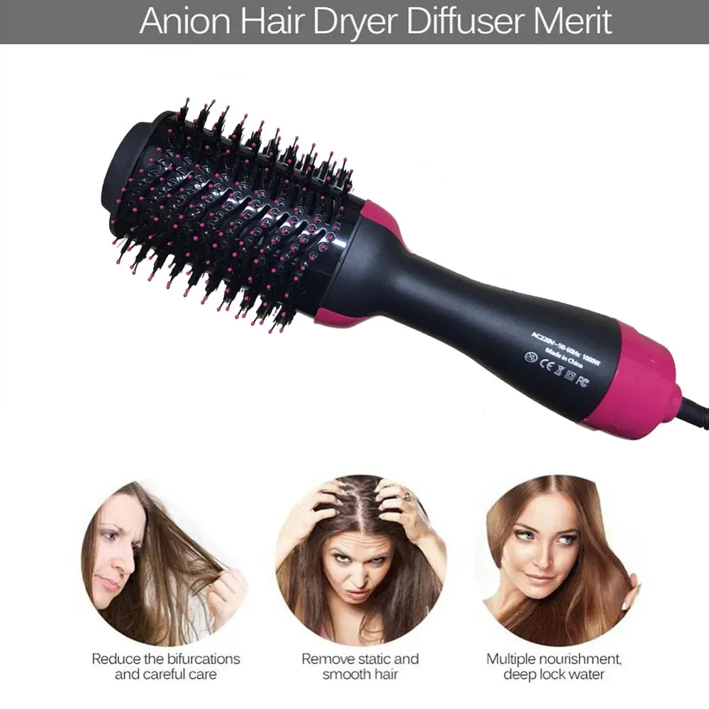3-in-1 One-Step Hot Air Brush Hair Dryer & Styler – Volumizing, Straightening & Smoothing