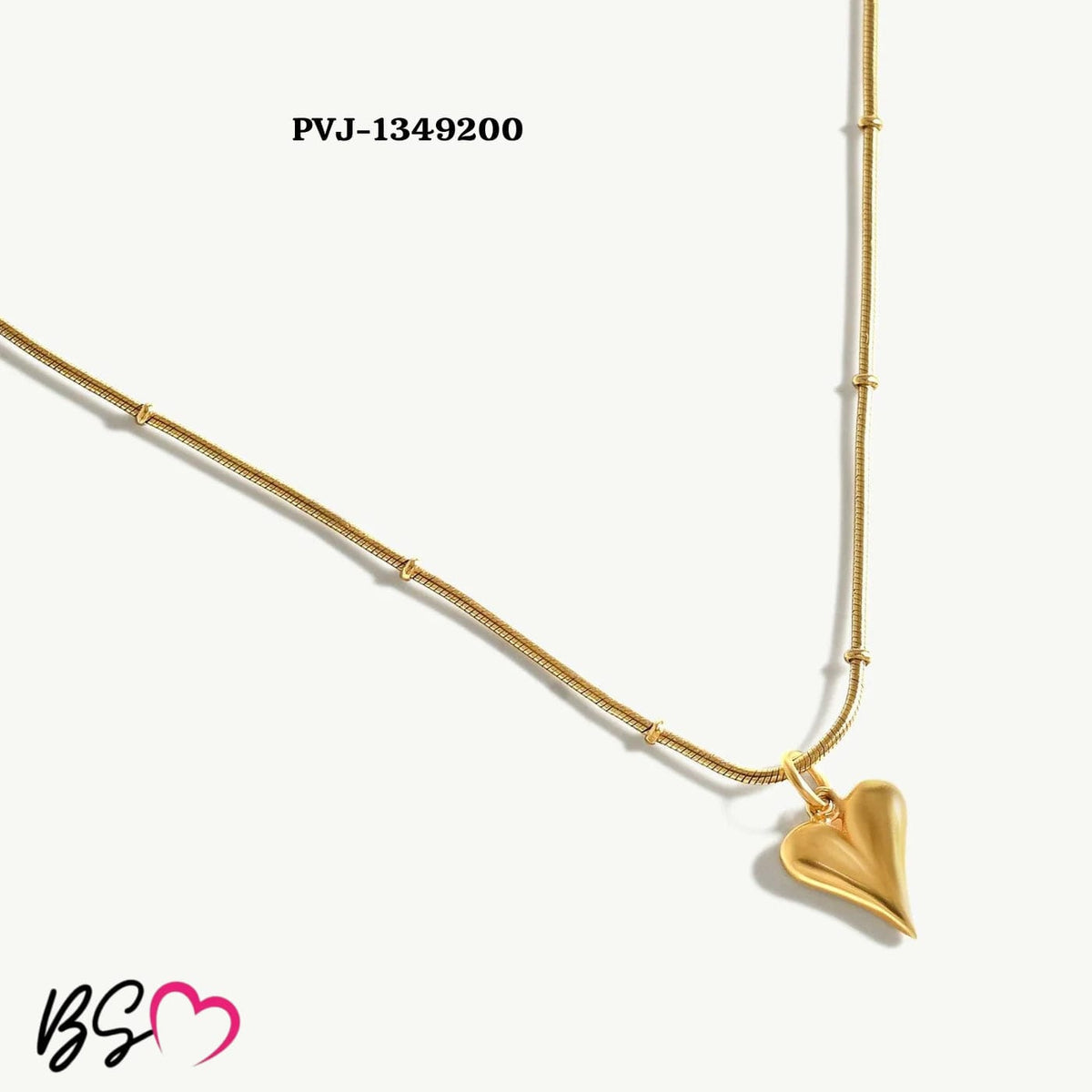 Ball Chain Heart Korean Pendant Necklace – Elegant Golden Heart Pendant for Women