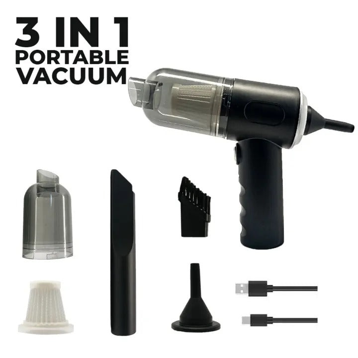 3-in-1 Portable Cordless Handheld Vacuum Cleaner – Compact Dust & Debris Cleaning Device for Home & Car