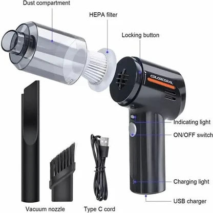 3-in-1 Portable Cordless Handheld Vacuum Cleaner – Compact Dust & Debris Cleaning Device for Home & Car