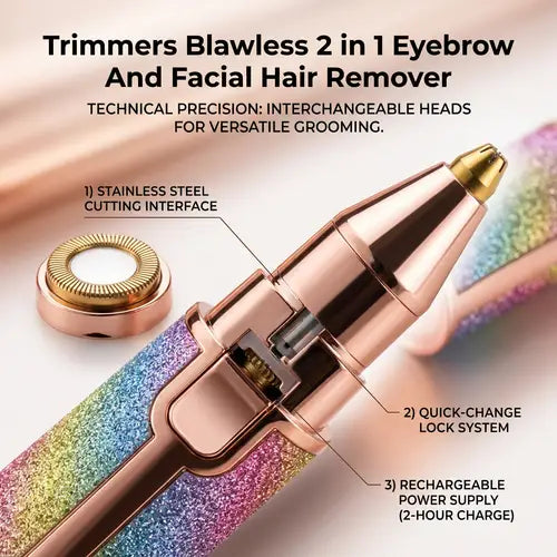 2-in-1 Eyebrow & Facial Hair Remover – Rechargeable Precision Trimmer for Women