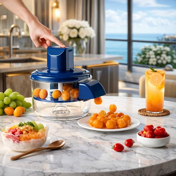 Multi-Functional Vegetable & Fruit Chopper – Manual Food Cutter with Transparent Bowl